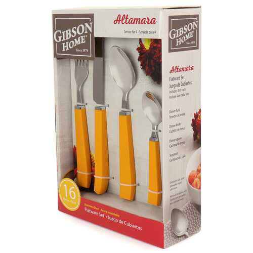 Gibson Home Altamara 16 Piece Flatware Set In Orange, Service for 4