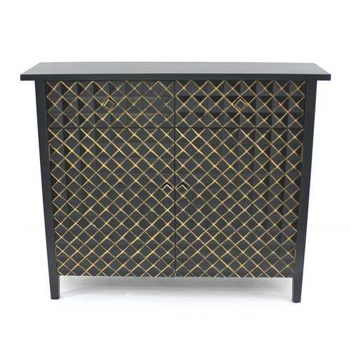 12" x 43" x 36" Black & Gold, Vintage, Drawer - Cabinet