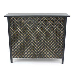 12" x 43" x 36" Black & Gold, Vintage, Drawer - Cabinet