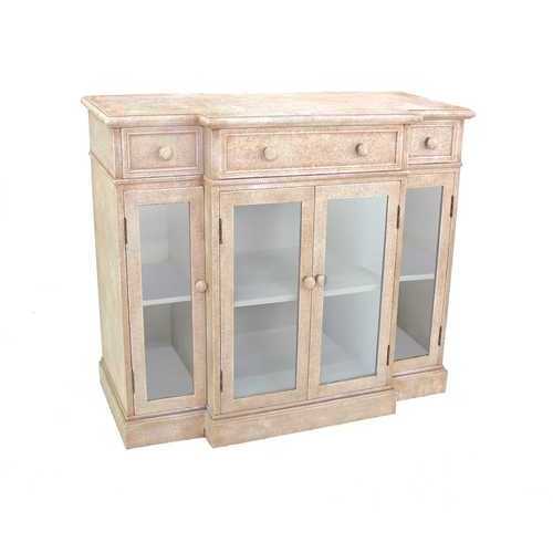 14" x 42" x 34" Beige, Vintage, French Style, Distressed - Hallway Cabinet