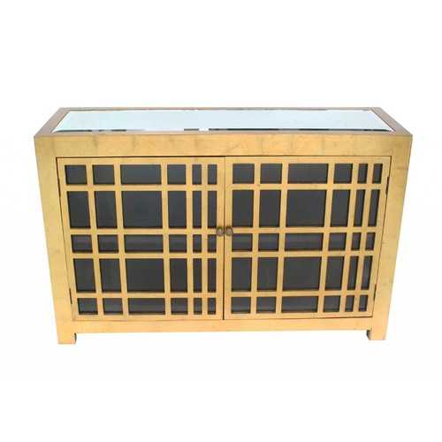 16" x 48" x 32" Gold, Rustic Lattice, Wood - Cabinet