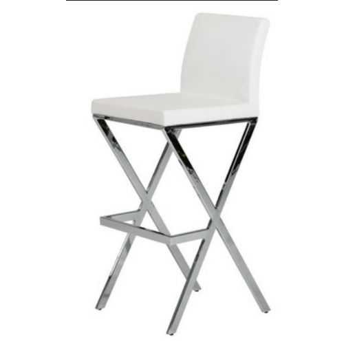 41" White Eco-Leather and Steel Bar Stool (Set of 2)