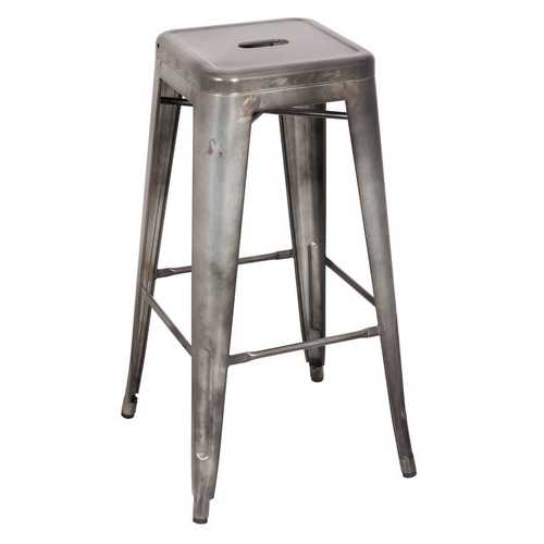 17" X 17" X 30" 2pc Antique Silver Steel Bar Stool