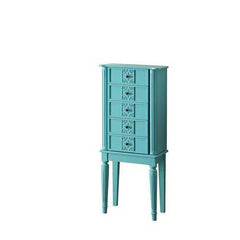 16" X 10" X 40" Light Blue Mirror Jewelry Armoire