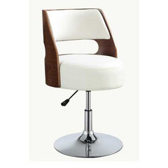 20" X 20" X 31" White And Walnut Swivel Adjustable Stool