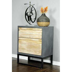 22" X 14" X 27" Gray W  Distressed Wood MDF  Wood  Iron Accent Cabinet with  Drawers