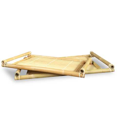 Set of 2 Natural Bamboo Nesting Trays