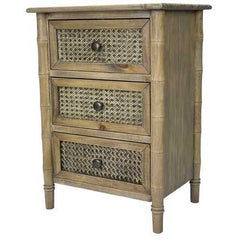 14" X 18" X 25" Rustic Wood Wood  Pine   Cane Cabinet wih Drawers