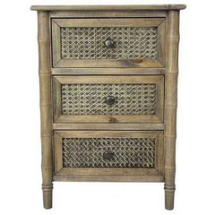 14" X 18" X 25" Rustic Wood Wood  Pine   Cane Cabinet wih Drawers