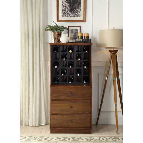 24" X 20" X 52" Wine Cabinet In Walnut - Mdf