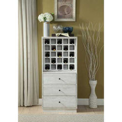 24" X 20" X 52" Wine Cabinet In Antique White - Mdf