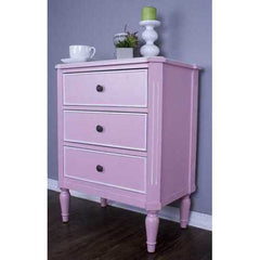 28" X 19.5" X 28" Pink MDF Wood Accent Cabinet with Drawers