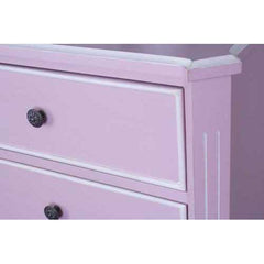 28" X 19.5" X 28" Pink MDF Wood Accent Cabinet with Drawers