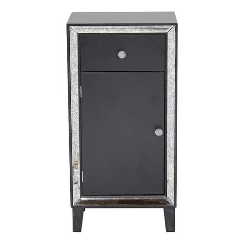 23" X 20.5" X 41.5" Black MDF Wood Mirrored Glass Accent Cabinet with a Drawer and a Mirrored Door