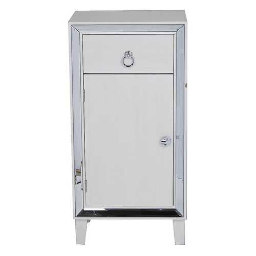 23" X 20.5" X 41.5" Antique White MDF Wood Mirrored Glass Accent Cabinet with a Drawer and a Mirrored Door