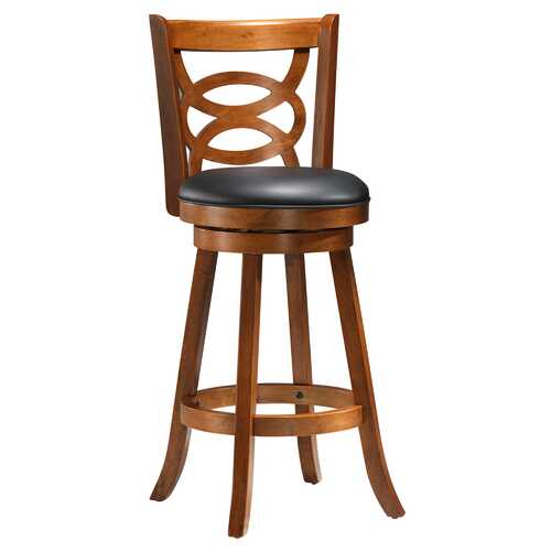 38" x 35" x 84" Oak Black Solid Wood Foam Veneer Leather Look  2pcs Swivel Barstools