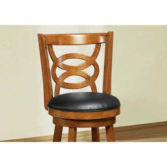38" x 35" x 78" Oak Black Solid Wood Foam Veneer Leather Look  2pcs Swivel Barstools