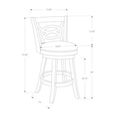 38" x 35" x 78" Oak Black Solid Wood Foam Veneer Leather Look  2pcs Swivel Barstools