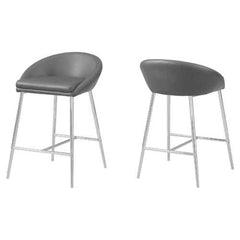 Set of 2 Black Leather-Look Seat and Metal Frame Accent Chair