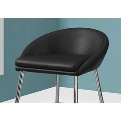 Set of 2 Black Leather-Look Seat and Metal Frame Accent Chair