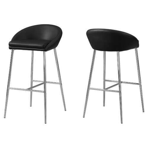 41" x 41" x 71.5" Black Foam Metal Leather Look  Barstool set of 2