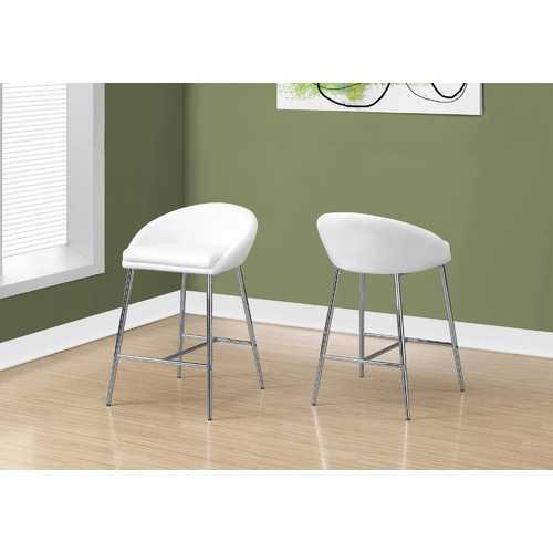 41" x 41" x 59.5" White  Foam  Metal  LeatherLook  Barstool 2pcs