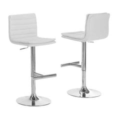 44" x 33" x 74" White  Foam  Metal  LeatherLook  Barstool 2pcs