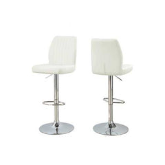 44" x 35.5" x 80" White Foam Metal Leather Look  Barstool  2pcs