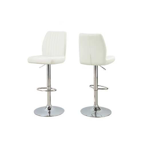 44" x 35.5" x 80" White Foam Metal Leather Look  Barstool  2pcs