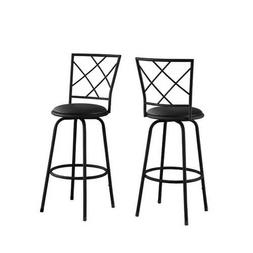 32" x 32" x 88" Black  Metal  Foam  LeatherLook  Barstool 2pcs