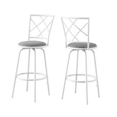 32" x 32" x 88" White  Grey  Metal  Foam  Cotton  Linen  Barstool 2pcs