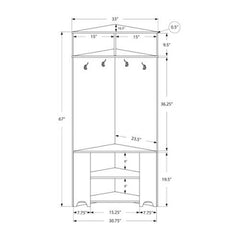 67" Dark Taupe Corner Unit Laminated Hall Tree