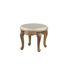 19" X 19" X 18" Champagne Faux Leather Vanity Stool