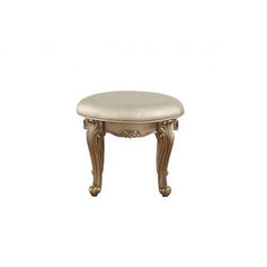 19" X 19" X 18" Champagne Faux Leather Vanity Stool