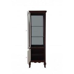 18" X 26" X 78" Walnut White Wood Curio Cabinet