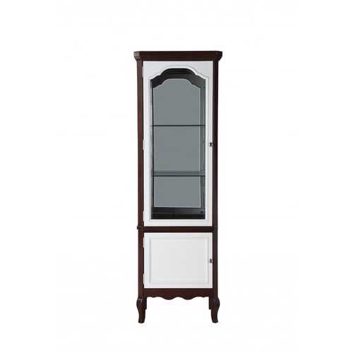 18" X 26" X 78" Walnut White Wood Curio Cabinet