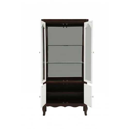 18" X 39" X 78" Walnut White Wood Curio Cabinet