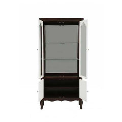 18" X 39" X 78" Walnut White Wood Curio Cabinet