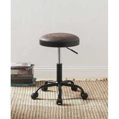 Vintage Mocha Upholstered Adjustable Set of 2 Stools