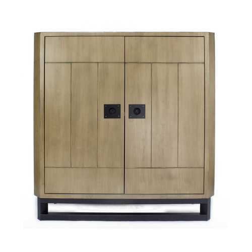 31" X 17" X 32" Natural MDF  Wood  Metal Door Corner Cabinet