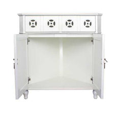 31" X 17" X 32" White MDF  Wood Drawer and Door Corner Cabinet