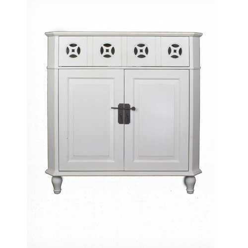 31" X 17" X 32" White MDF  Wood Drawer and Door Corner Cabinet