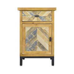 18.9" X 15" X 28.7" Elm with Gray Iron Wood MDF 2 Drawer Parquet Accent Cabinet