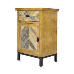 18.9" X 15" X 28.7" Elm with Gray Iron Wood MDF 2 Drawer Parquet Accent Cabinet