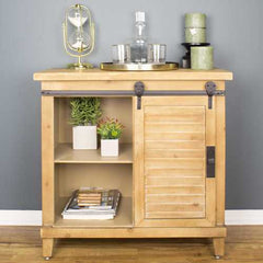 31" X 15" X 30" Natural Wood Iron  Wood  MDF Accent Cabinet with  Doors and  Drawers