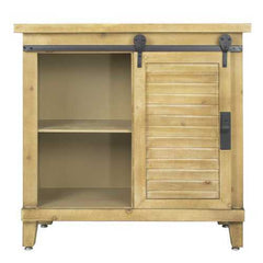 31" X 15" X 30" Natural Wood Iron  Wood  MDF Accent Cabinet with  Doors and  Drawers