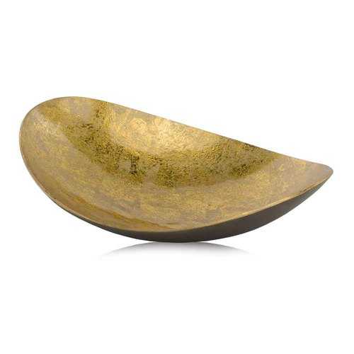 10.5" x 14" x 3.5" Gold and Bronze Metal Oblong Tray