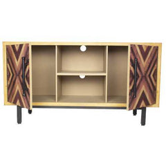 47.25" X 15.75" X 25.25" Brown MDF Contemporary Wooden Media Console Cabinet