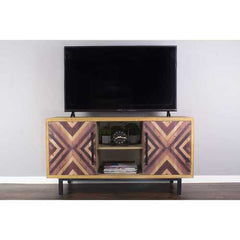 47.25" X 15.75" X 25.25" Brown MDF Contemporary Wooden Media Console Cabinet