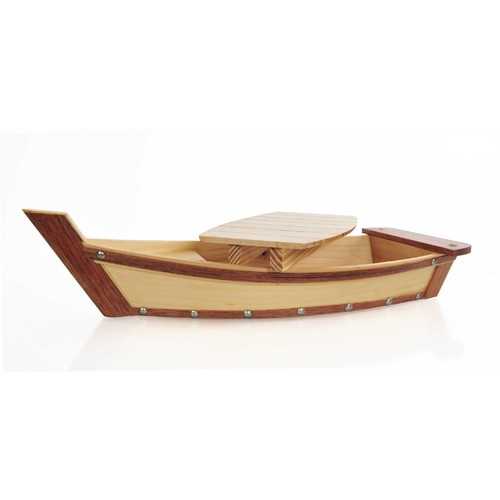 6.25" x 16.75" x 3.37"  Small, Wooden, Sushi Boat - Serving Tray